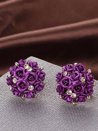 Women Earrings Crystal Rose Shape Floral Stud Earrings For Girls And Women
