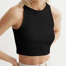 Black Sleeveless Tank Top For Women Size S