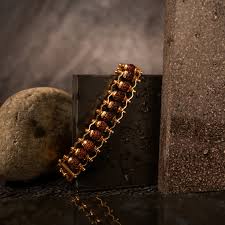 Brown And Golden Rudraksha Bracelet For Unisex