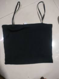 Black Cami Crop Top With Spaghetti Straps Size L