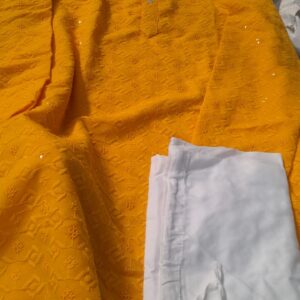 Yellow Embroidered Kurta With Trouser Set For Kids Size 36