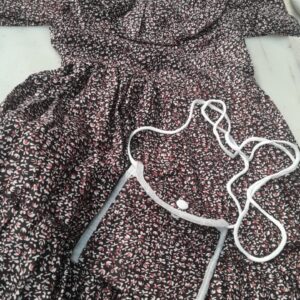 Brown Colour Printed Frock With Bag For Kids Girl Size 22