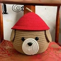 Multi Purpose Cute Jute Basket With Lid Red Beige