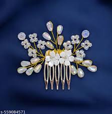 White Designer Hair Comb Pin