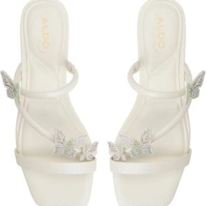 Aldo White Butterfly Design Women Open Toe Flats Size 2