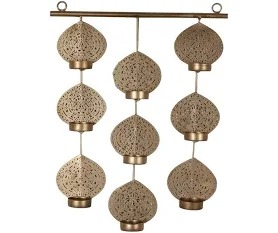 Gold Plated Hanging Leaves Tea Light Holder