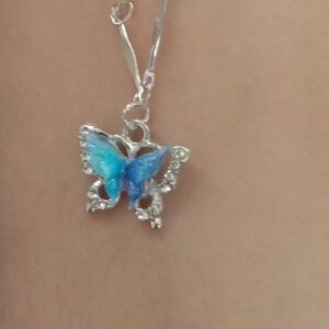 Blue Butterfly Silver Necklace For Women
