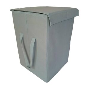Laundry Bag Organize Cloth Toys With Lid Side Handle Storage Laundry Basket Grey Colour