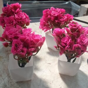 Artificial Mini Flower Pot For Home Decoration 4 Pcs Pink