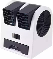 Portable Usb Battery Fan Mini Air Conditioner Water Cooler High Speed 2 Ports Dual Bladeless Air Outlet Adjustable Home