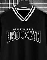 Men Printed V Neck Cotton Blend Black White T Shirt Size Xl