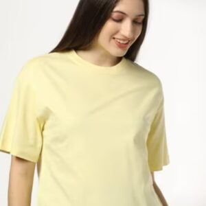 Rio Basic Women Boxy Fit Crew Neck T Shirt Yellow Size L