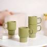 Nestasia Ribelle Ceramic Stackable Mug Set Of 4 Olive Green 270Ml
