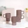 Nestasia Ribelle Ceramic Stackable Mug Set Of 4 Taupe 270Ml