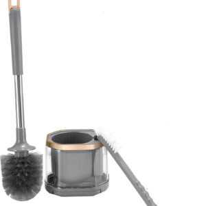 Silicone Toilet Brush And Holder Set Extra Crevice Cleaning Brush Grey