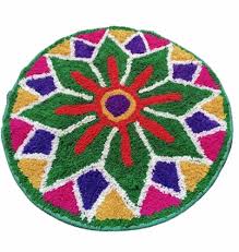 Floral Cotton Multicolor Round Door Mat. For Bedroom. Thickness 12 Mm Multicolour
