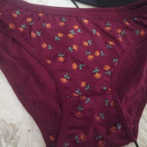 Maroon Color Printed Women Panty Size L