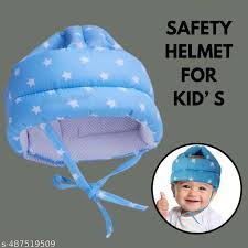 Blue White Dot Printed Baby Kids Helmet
