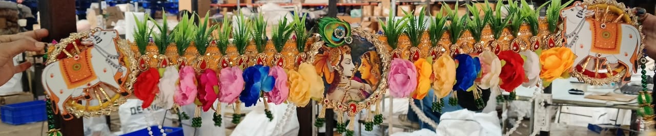 Artificial Flower Toran For Home Door Entrance Beautifully Made With Artificial Multi Coloured Flowers On Fabric Decorated