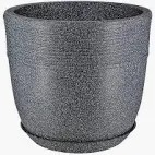 Charcoal Grey Marble Printed Plant Pot 2Pcs