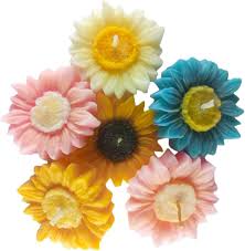 Decorative Soy Wax Sunflower Candles Set Of 6 Multi Colour