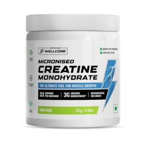 Wellcore Pure Micronized Creatine Powder 33 Servings Kiwi Kick Flavoured 122G