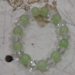 Womens White Green Beads Bracelet