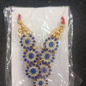 Thakur Ji Fancy Mala Necklace Blue Color