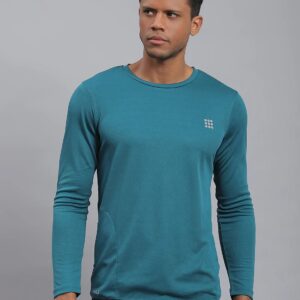 Buy Ausk Teal Blue Solid Mandarin Collar Size L