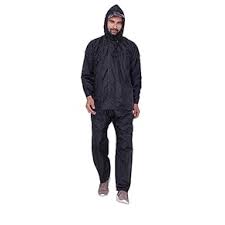Black Colour Raincoat For Men Size M