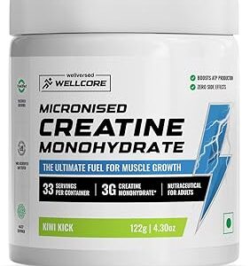 Wellcore Pure Micronized Creatine Powder 122 Gm Kiwi Kich Flavoured