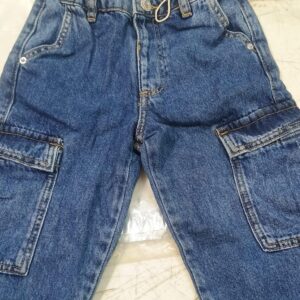Zara Kids Embroidered Cargo Jeans Blue Color Size 2
