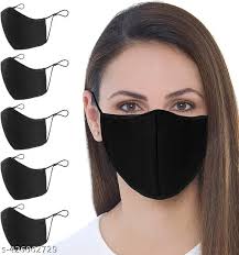Unisex Cloth Washable Reusable Face Mask Pack Of 2 Black