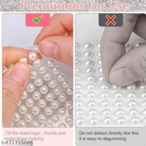 4 Card Pearl Stickers Self Adhesive White Pearl Eyes Face Nail Rhinestones 2800 Pcs