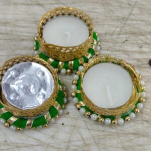 Rounded Beaded Tealight Candle Holder 3Pcs