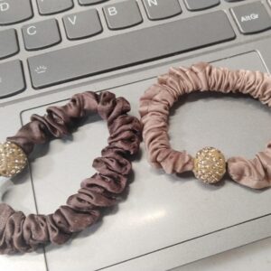 Brown And Beige Color Rubber Band For Women Set Of 2