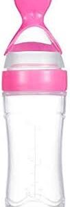 Newborn Baby Feeding Pink Bottle Toddler Safe Silicone Squeeze Feeding Spoon