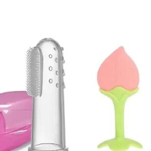 Pack Of 2Silicone Teether Ultrasoft Finger Brush Gentle To Chew On For Baby Multicolor