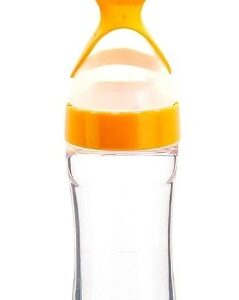 Baby Squeeze Food Grade Silicone Bpafree Spoon Bottle Feeder For Baby Feeding 90 Ml Yellow