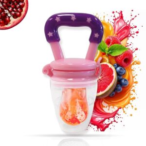 Baby Fruit Feeder Silicone Food Fruit Nibbler With Extra Mesh Violet Pink Colour
