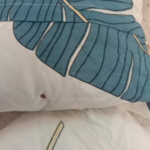 Blue And White Leaves Printed Cushion 2Pcs