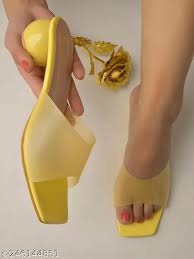 Yellow Toe Step Heels Sandals For Women Size 38