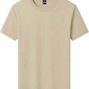 Giysi Beige Color Round Neck T Shirt For Men Size M