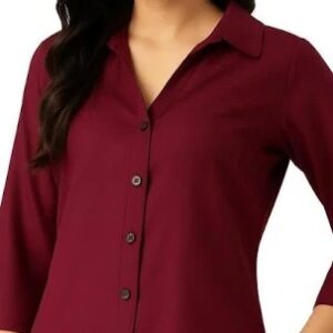 Maroon Plain Shirt For Women Size S