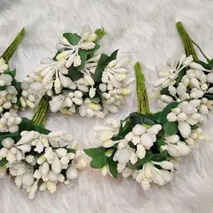 Jewellery Material Delight Pollen 12 Pollen In Each Bunch Pack Of 5 White