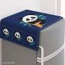 Panda Printed Fridge Top Cover Navy Blue
