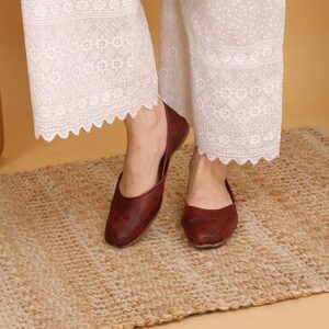 Rahegas Womens Handmade Leather Punjabi Jutti Brown Size 37