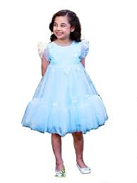 Blue Beautiful Gowns For Kids Girl Frock Size 110