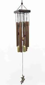 Lilone 8 Pipe 4 Bell Wind Chimes For Home Decor Wood Aluminium Wind Chime 24 Inch Gold