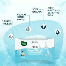 Mother Sparsh Travel Friendly Extra Gentle 99 Pure Water Unscented Baby Wipes 10Pcs